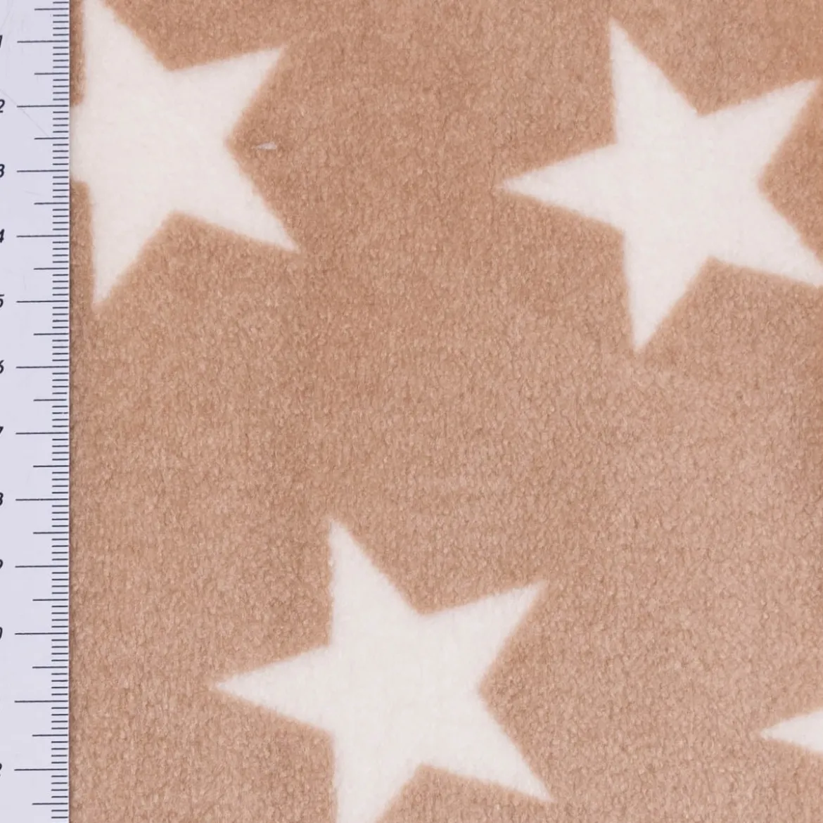 Fleece Stoff Wellnessfleece Doubleface Sterne beige weiß 1,48m Breite