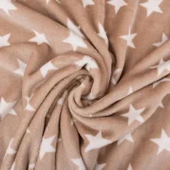 Fleece Stoff Wellnessfleece Doubleface Sterne beige weiß 1,48m Breite