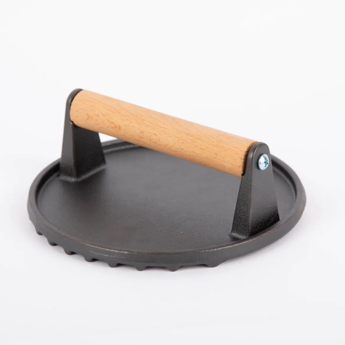 Fleischpresse aus Gusseisen mit Holzgriff schwarz natur 17,8x5cm