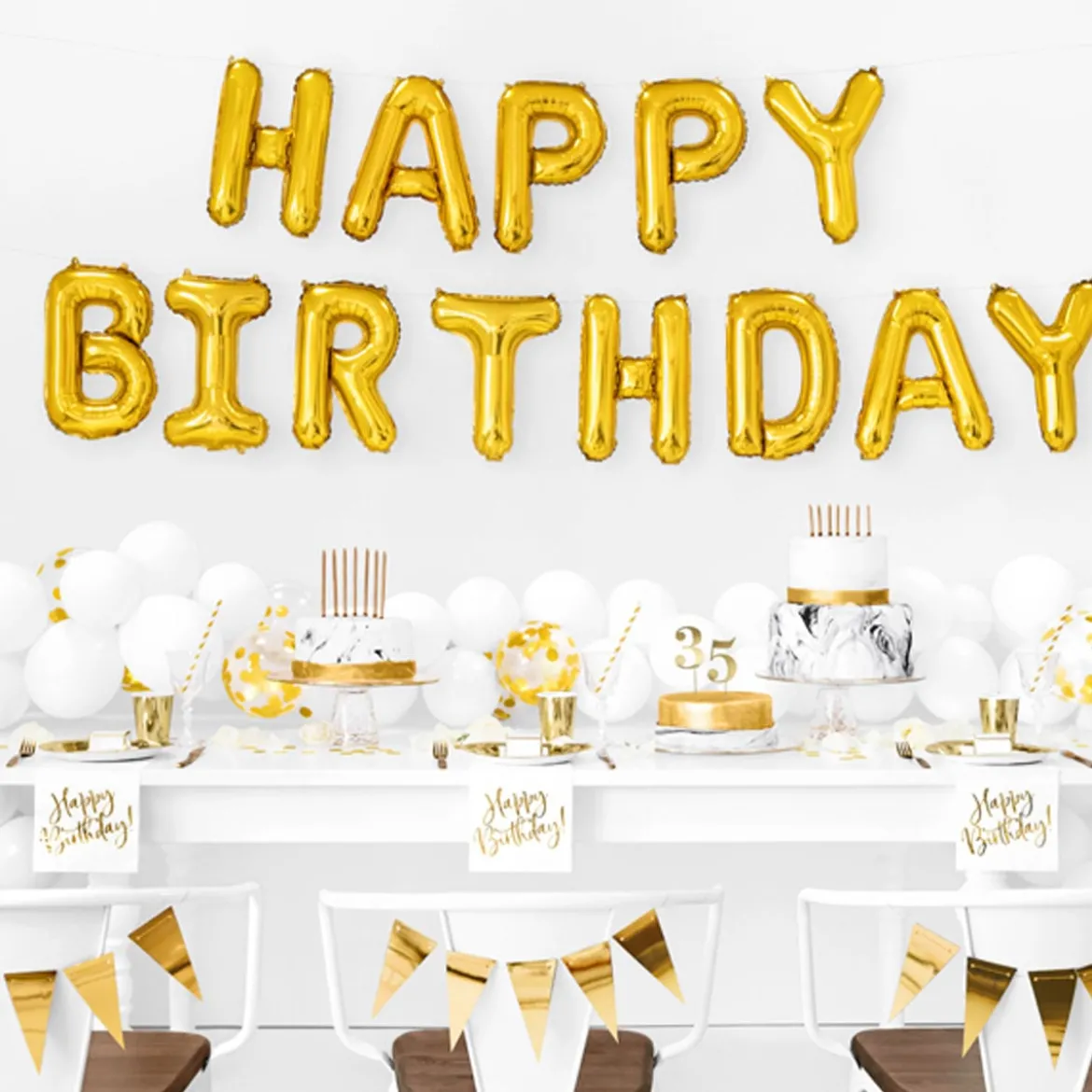 Folienballon Happy Birthday gold 340x35cm