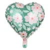 Folienballon Herz mit Blumenmuster grün rosa 35cm