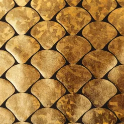 Folienjersey Stretch Glitzer Schuppen holografisch schwarz gold 1,5m Breite