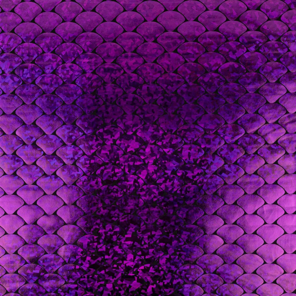 Folienjersey Stretch Glitzer Schuppen holografisch schwarz violett 1,5m Breite