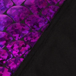Folienjersey Stretch Glitzer Schuppen holografisch schwarz violett 1,5m Breite