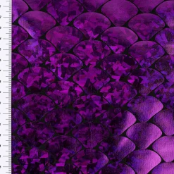 Folienjersey Stretch Glitzer Schuppen holografisch schwarz violett 1,5m Breite