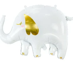 Folienluftballon Elefant weiß gold zum Aufblasen 83x58 cm