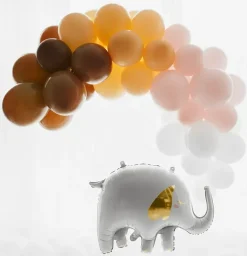 Folienluftballon Elefant weiß gold zum Aufblasen 83x58 cm