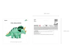 Folienluftballon Triceratops Dinosaurier stehend grün zum Aufblasen 101x60,5cm