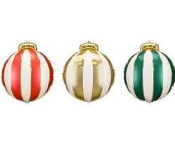 Folienluftballon Weihnachtskugeln 3er Set rot zum Aufblasen 42x46cm