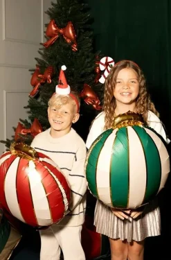 Folienluftballon Weihnachtskugeln 3er Set rot zum Aufblasen 42x46cm