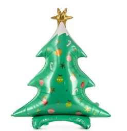 Folienluftballon Weihnachtsbaum stehend grün zum Aufblasen 78x94 cm
