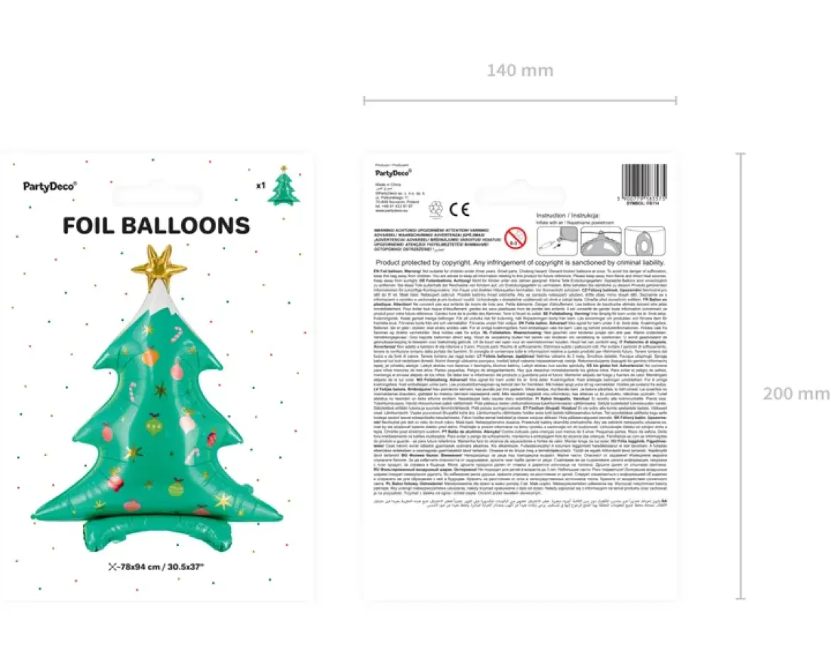 Folienluftballon Weihnachtsbaum stehend grün zum Aufblasen 78x94 cm