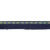 Fransenband Webband Ibiza Ethnoband Rauten Meterware dunkelblau 2,6cm Breite