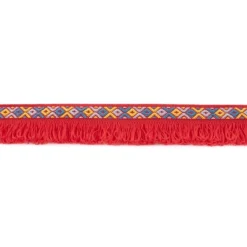 Fransenband Webband Ibiza Ethnoband Rauten Meterware rot 2,6cm Breite