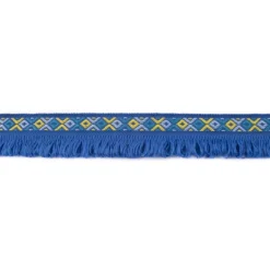 Fransenband Webband Ibiza Ethnoband Rauten Meterware kobalt-blau 2,6cm Breite