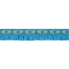 Fransenband Webband Ibiza Ethnoband Rauten Meterware aqua-blau 2,6cm Breite