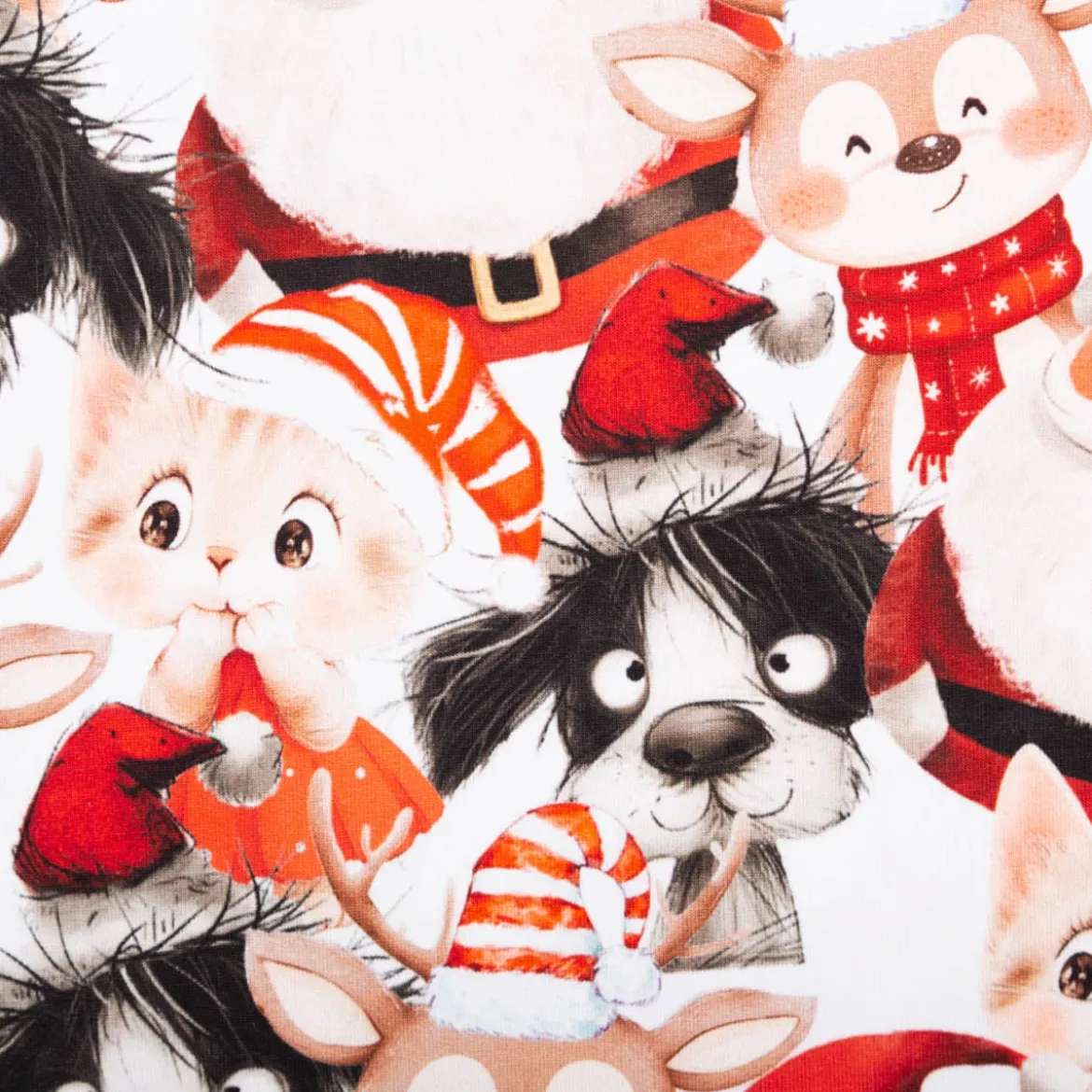 French Terry Christmas Family weiß rot 145cm