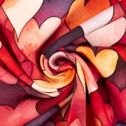 French Terry Digitaldruck Herzen Aquarell pink rot lila 1,5m Breite