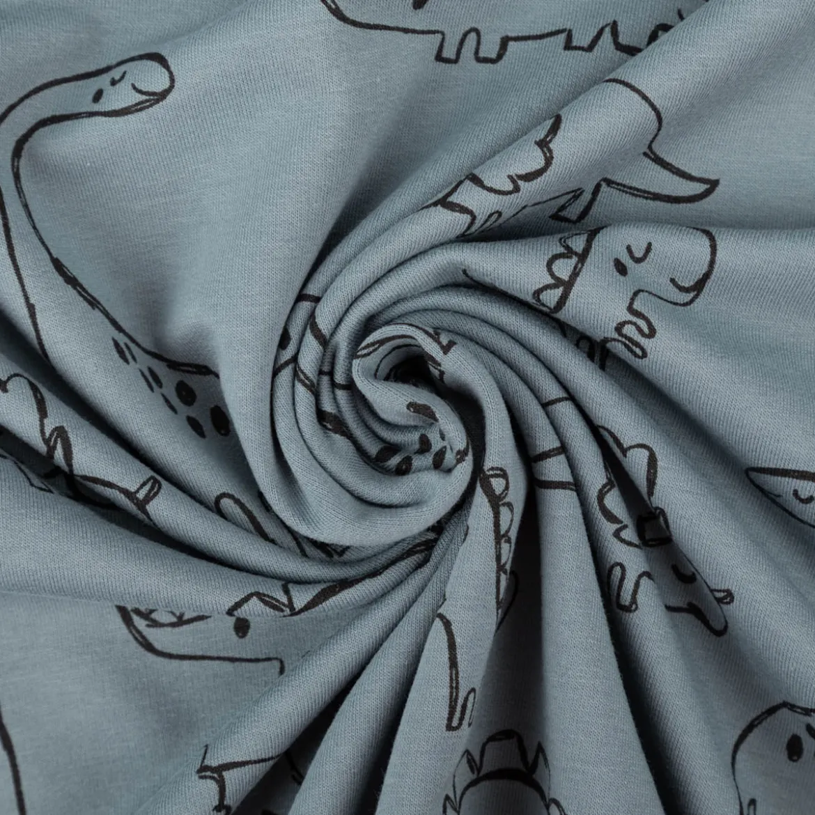 French Terry Dinosaurier blau Sommersweat mit Schlingenstruktur 150cm