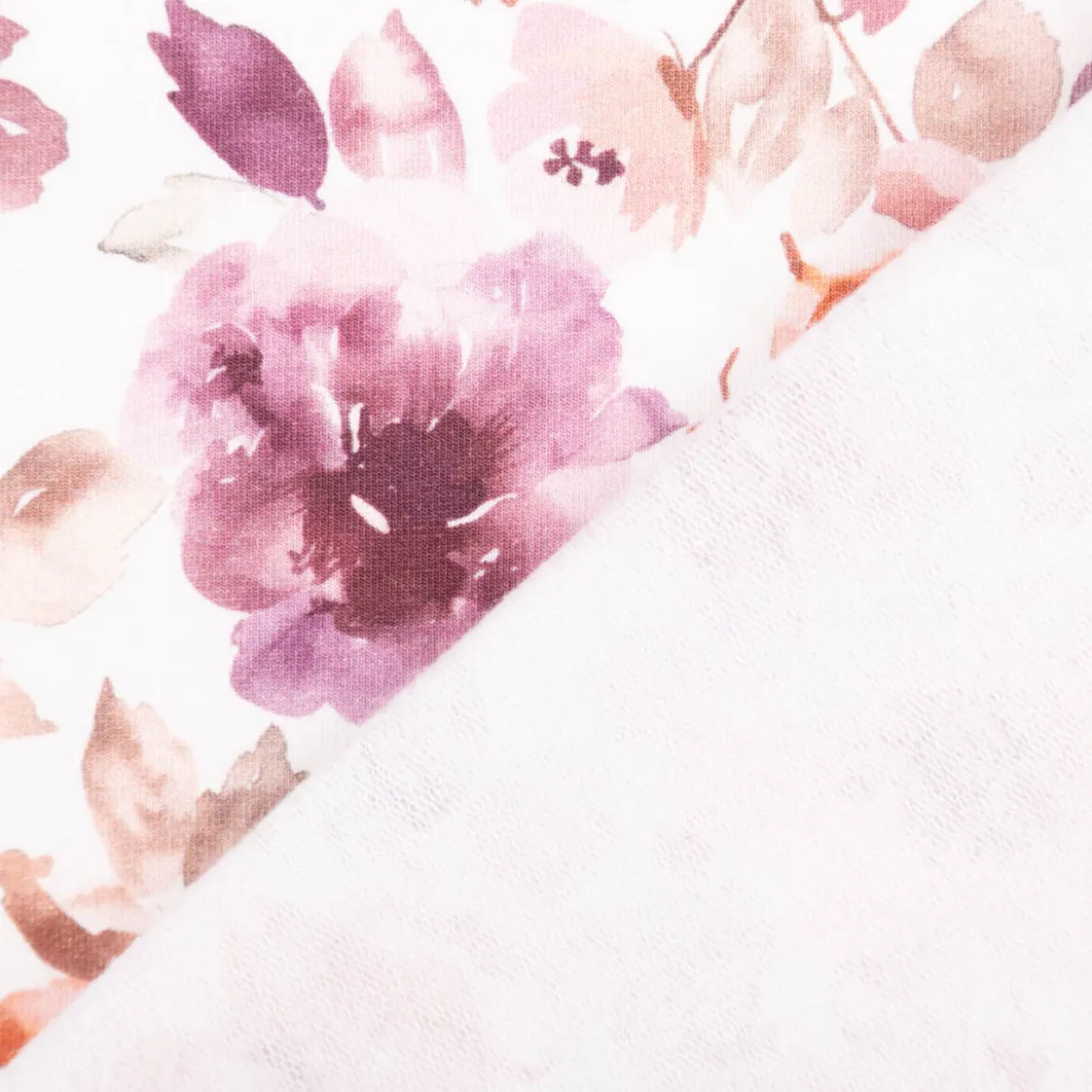 French Terry gebürstet Blumen Digitaldruck rosa 150cm