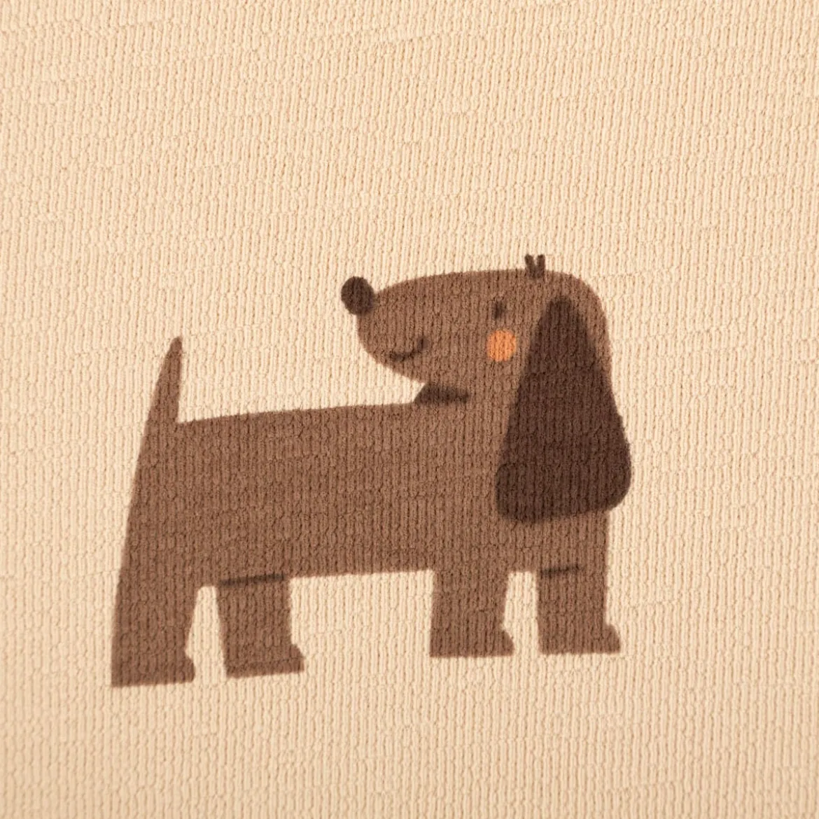 French Terry Krepp Stoff Baumwolle Hunde beige braun 155cm