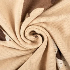 French Terry Krepp Stoff Baumwolle Hunde beige braun 155cm