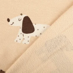 French Terry Krepp Stoff Baumwolle Hunde beige braun 155cm