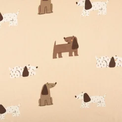 French Terry Krepp Stoff Baumwolle Hunde beige braun 155cm