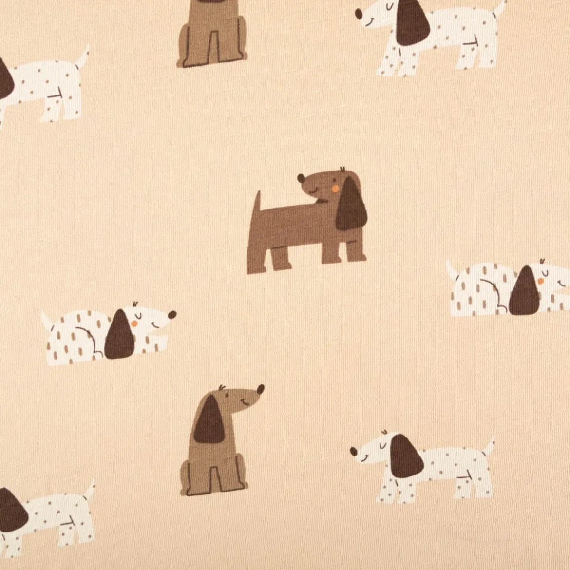 French Terry Krepp Stoff Baumwolle Hunde beige braun 155cm