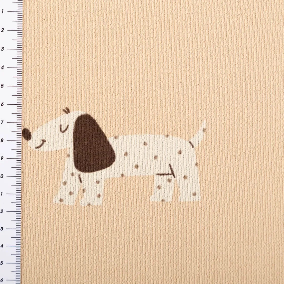 French Terry Krepp Stoff Baumwolle Hunde beige braun 155cm