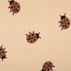 French Terry Krepp Stoff Baumwolle Marienkäfer beige rot 155cm