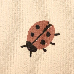 French Terry Krepp Stoff Baumwolle Marienkäfer beige rot 155cm