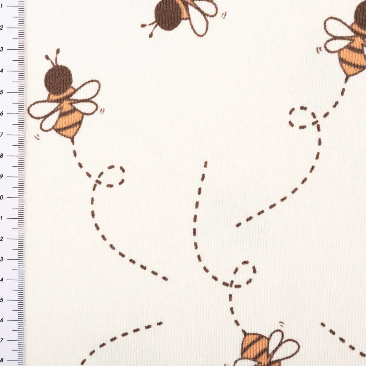 French Terry Krepp Stoff Baumwolle Bienen wollweiß 155cm
