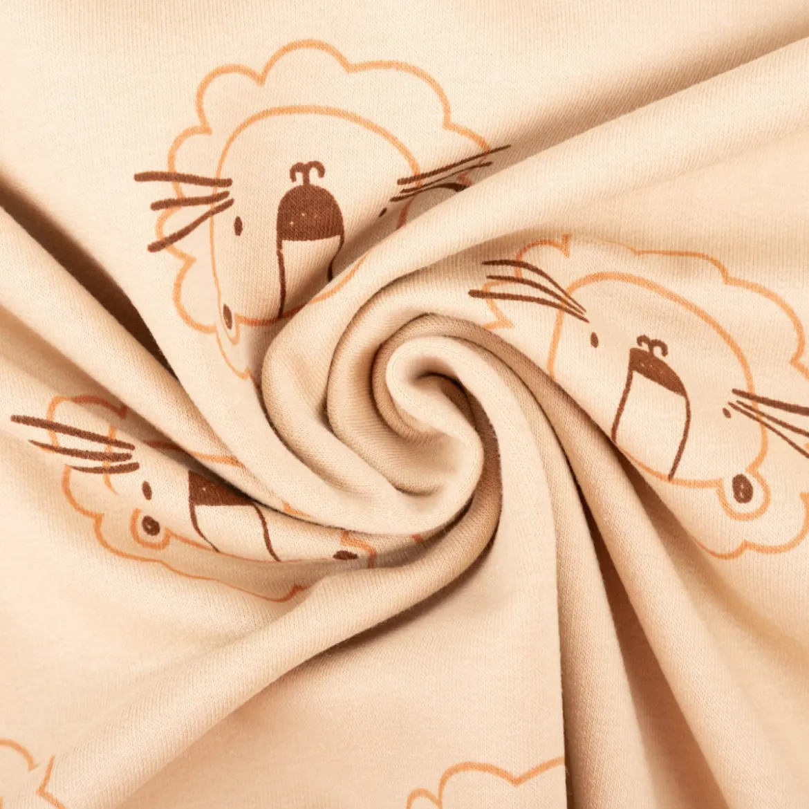 French Terry Löwe beige Sommersweat mit Schlingenstruktur 150cm