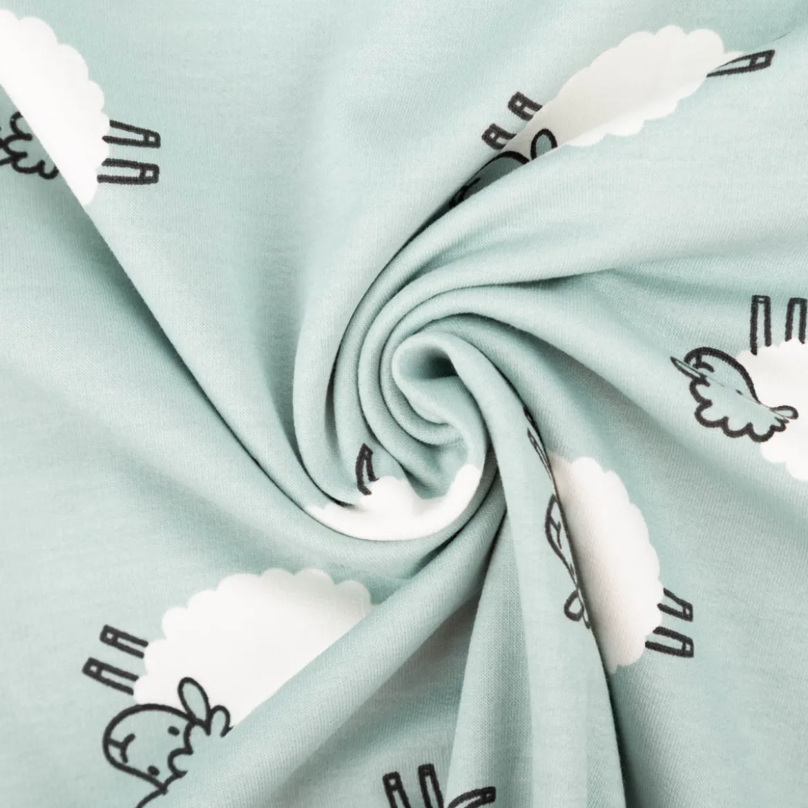 French Terry mit Schäfchen blau Sommersweat mit Schlingenstruktur 150cm