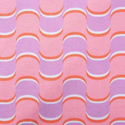 French Terry Sommersweat ABSTRACT Retro geschwungene Linien rosa lila 1,45m Breite