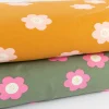 French Terry Sommersweat BIG FLOWERS Blumen altgrün pink 1,5m Breite