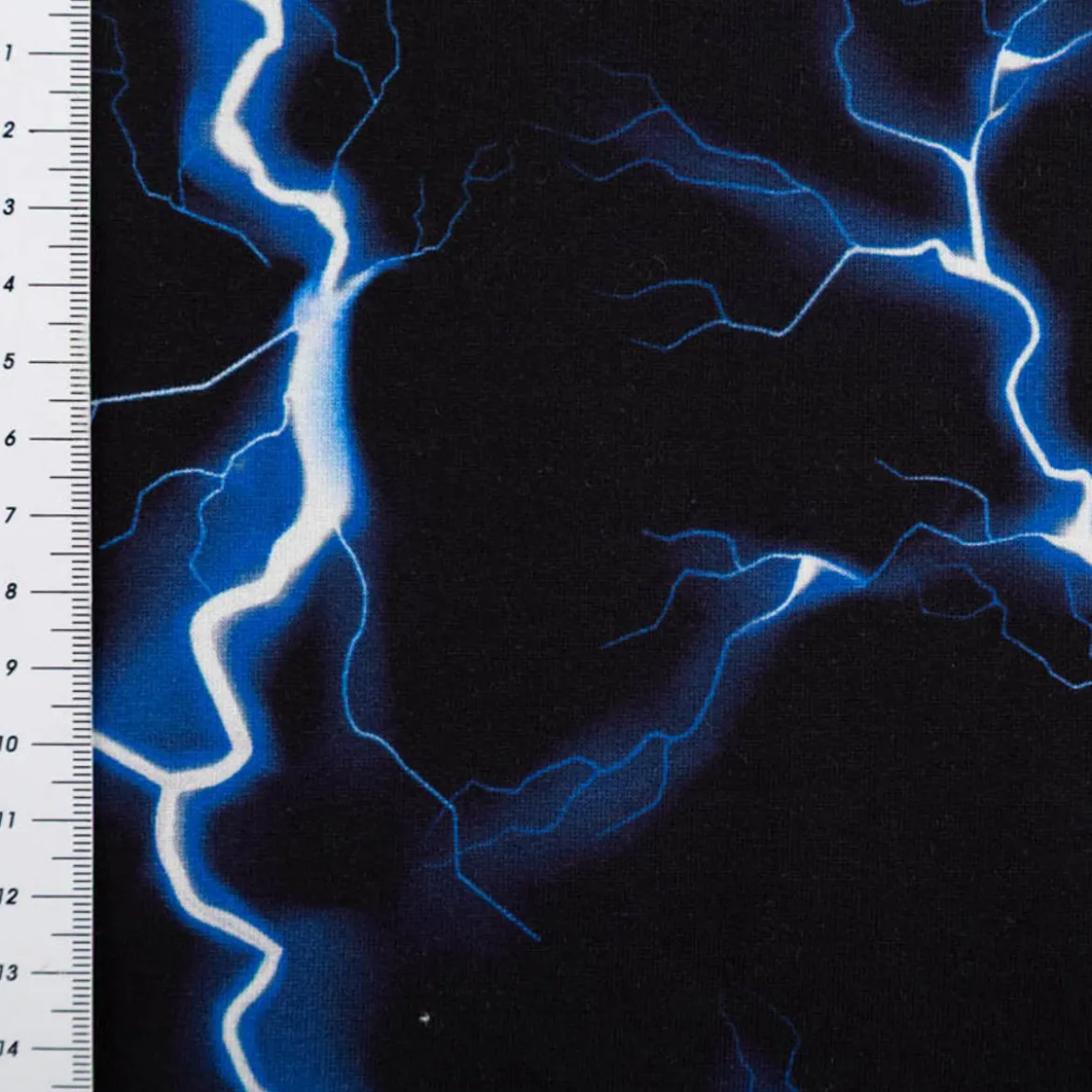 French Terry Sommersweat Digitalprint Lightning Blitze schwarz blau 1,45m Breite