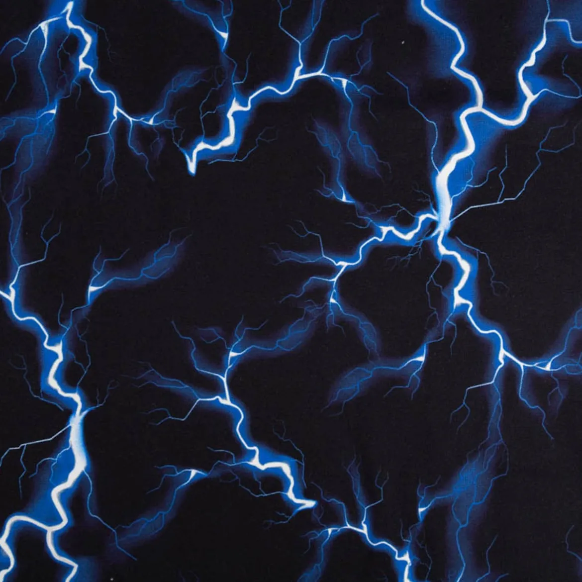 French Terry Sommersweat Digitalprint Lightning Blitze schwarz blau 1,45m Breite