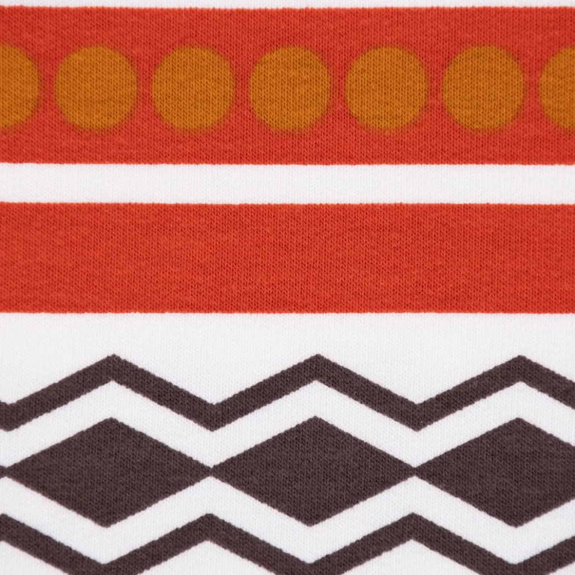 French Terry Sommersweat Meterware Ikat Ethno weiß orange grün 1,45m Breite