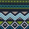 French Terry Sommersweat Meterware Ikat Ethno blau grün 1,45m Breite