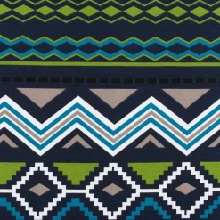 French Terry Sommersweat Meterware Ikat Ethno blau grün 1,45m Breite