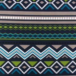 French Terry Sommersweat Meterware Ikat Ethno blau grün 1,45m Breite