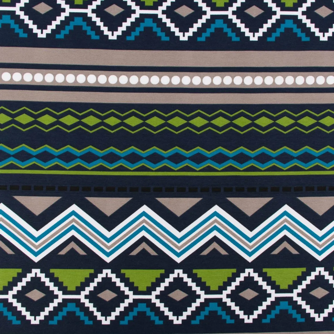 French Terry Sommersweat Meterware Ikat Ethno blau grün 1,45m Breite
