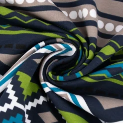 French Terry Sommersweat Meterware Ikat Ethno blau grün 1,45m Breite