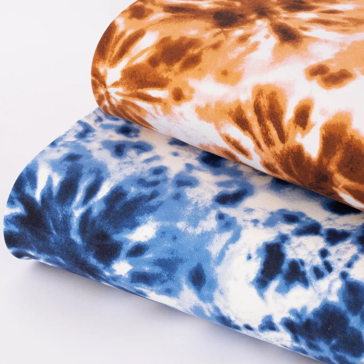 French Terry Sommersweat Meterware Tie Dye Batik weiß kupfer 1,45m Breite