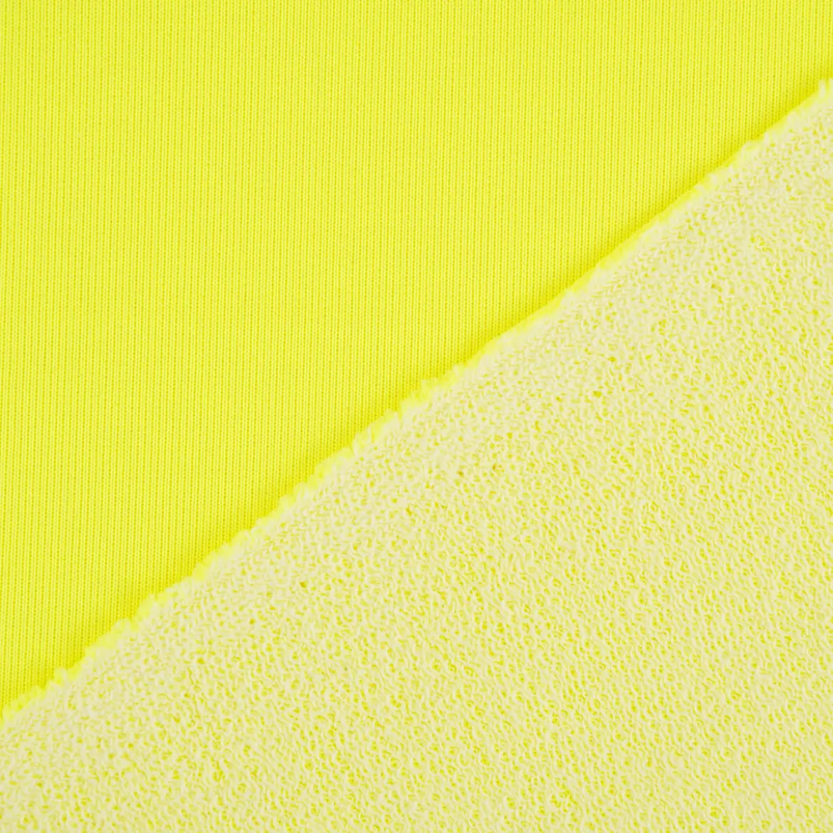 French Terry Sommersweat NEON einfarbig gelb 1,45m Breite