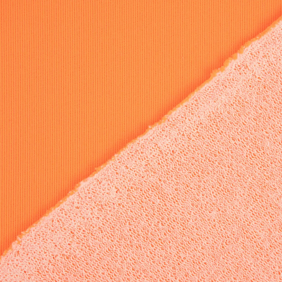 French Terry Sommersweat NEON einfarbig orange 1,45m Breite