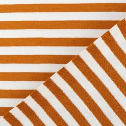 French Terry Sommersweat YARN DYED STRIPES Streifen offweiß rost braun 1,5m Breite