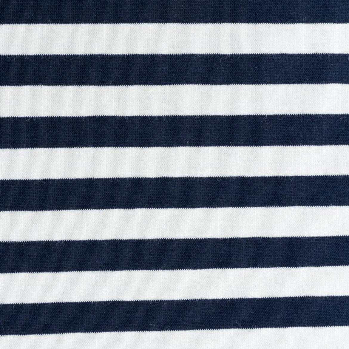 French Terry Sommersweat YARN DYED STRIPES Streifen offweiß dunkelblau 1,5m Breite